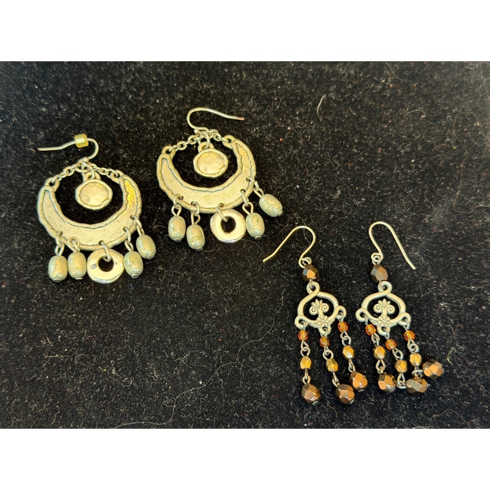 Dangle Earrings 2 Pairs Silver Boho Beaded Jewelry Drop Artisan chandelier